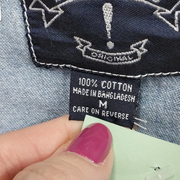 2906 Size Med. Solutions Semi. Fitted Bleach Dyed Denim Shirt. - Picture 9 of 9